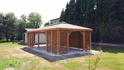 3-ECK SOMMERHAUS HOLZGARTENHAUS PAVILLON HOLZHAUS GARTENLAUBE BEDZIN 4x8m