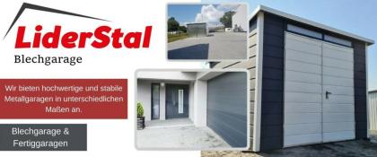 Blechgarage 5x5 in RAL7016 mit Schwingtor mit Horizontalpanel Garage verzinkt