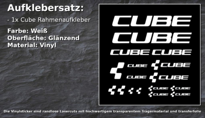 Lasercut Cube Decals - Weiß (Fahrradrahmenaufkleber, Framesticker)