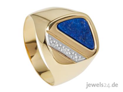 Herrenschmuck: Herrenringe mit Lapislazuli Edelstein , Diamant und Gold günstig 