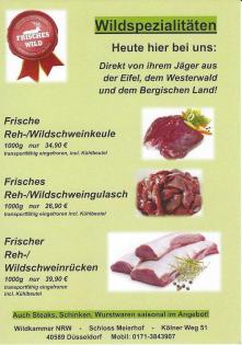 Frisches Wildbret direkt vom Jäger