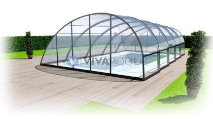 Überdachung 7, 40 x 4, 35 x 2, 10 OMEGA Pool hoch solide Polycarbonat Poolabdeck