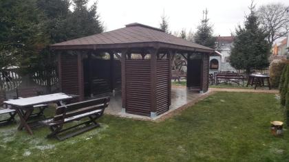 GARTENHAUS GARTENLAUBE KLEBEDACH MIT HOLZ GDANSK 6x4m BITUMENSCHINDELN IMPRÄGNIE