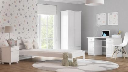 Bett Weiß Holzbett mit Lattenrost Matratze Kieferholz Kinderbett Schaummatratze