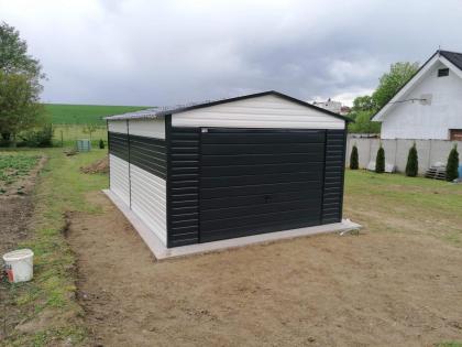 Blechgarage 4x6 mit Schwingtor mit Horizontalpanel Garage verzinkt weiß schwarz