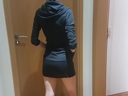 Damen Kapuzenkleid Schwarz Größe S