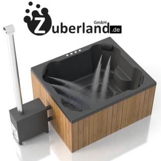 Zuber, Badebottich, Badefass, Outdoor Pool rechteckig 2x1, 7m mit Thermoholzumra