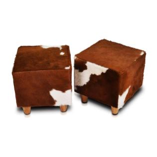 Hocker Sitzhocker Dekohocker Naturleder mit Holzfüßen modern Design Ivo Polster