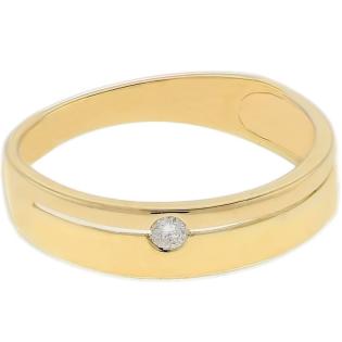 Bandring mit Diamant in Balkenfassung Gelbgold 333