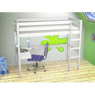 Spielbett Hochbett Bett Etagenbett Holz Weiß Kiefer 208x175x 98 Holzbett mit Sch