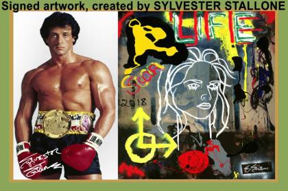 Sylvester Stallone: Signiertes Kunstwerk. XXL-Wandbild. Unikat! Geschenkidee.