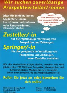 Zusteller für Werbeprospekte (m/w) in 72393 Burladingen gesucht!