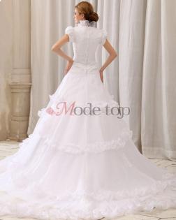 Kurze Ärmeln Spitze Prinzessin Brautkleid - mode-top.de