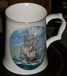 Segelschiff Porzellan Krug Royal Worcester Hammersley Bone China