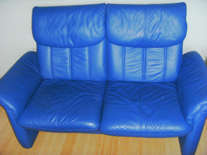 Blaues Ledersofa