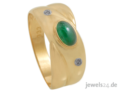 Schmuck Klassiker: Cabochon Ring, Diamanten, Smaragd Edelsteine, Gold günstig