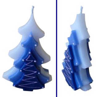 Kerzen Trio als Tannenbaum (durchgefärbt verziert) (www.nordkerze.de)