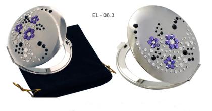 Taschenspiegel aus Metall Serie EL-06 ELENPIPE MADE WITH SWAROVSKI® ELEMENTS
