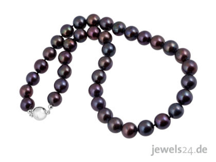 Eleganter Perlenschmuck, Perlenkette, Süsswasser Zucht - Perlen, Silber günstig 