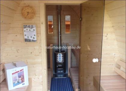 Sauna Pod, massives Naturhaus Saunapod in 46 mm und 58 mm Wandstärke, massive Sa