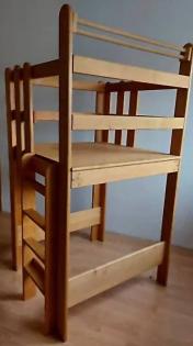 Kinder/Jugendbett mit Turm aus Erle-Vollholz