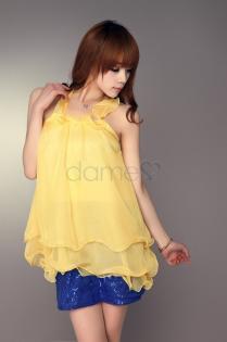 Kurzes ärmelloses Chiffon Freizeit Kleid - Dameo.de