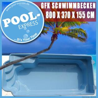 GFK Schwimmbecken 8.0 x 3.7 x 1,55 GFK Pool vollisoliert fertigpool einbaubecken