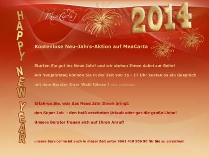 Kostenlose Beratungen auf MeaCarta am 01.01.14