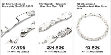 Silber Schmuck, Ringe, Armbänder, Collier aus Italien