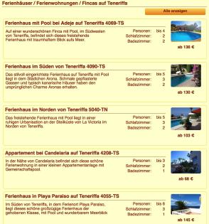 Schöne Fincas auf Teneriffa zur Miete von privaten Anbietern