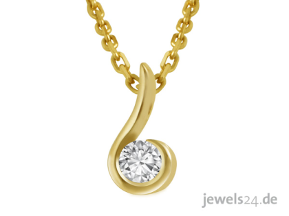 Brillante Geschenke: Diamantschmuck, Halskette mit Solitaire Anhänger, Collier, 