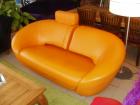 Superschönes oranges Design Sofa LEDER