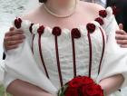 Hochzeitskleid, Brautkleid 3 tlg bordeaux / weiß Perlenstickerei