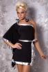 Kimono-Look Party Minikleid Lack Borte Schwarz Silber