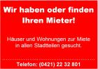 Mietwohnung mit 2 ZKBB gesucht in Oberneuland!