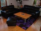 Ledersofa 2 und 3 Sitzer + Hocker